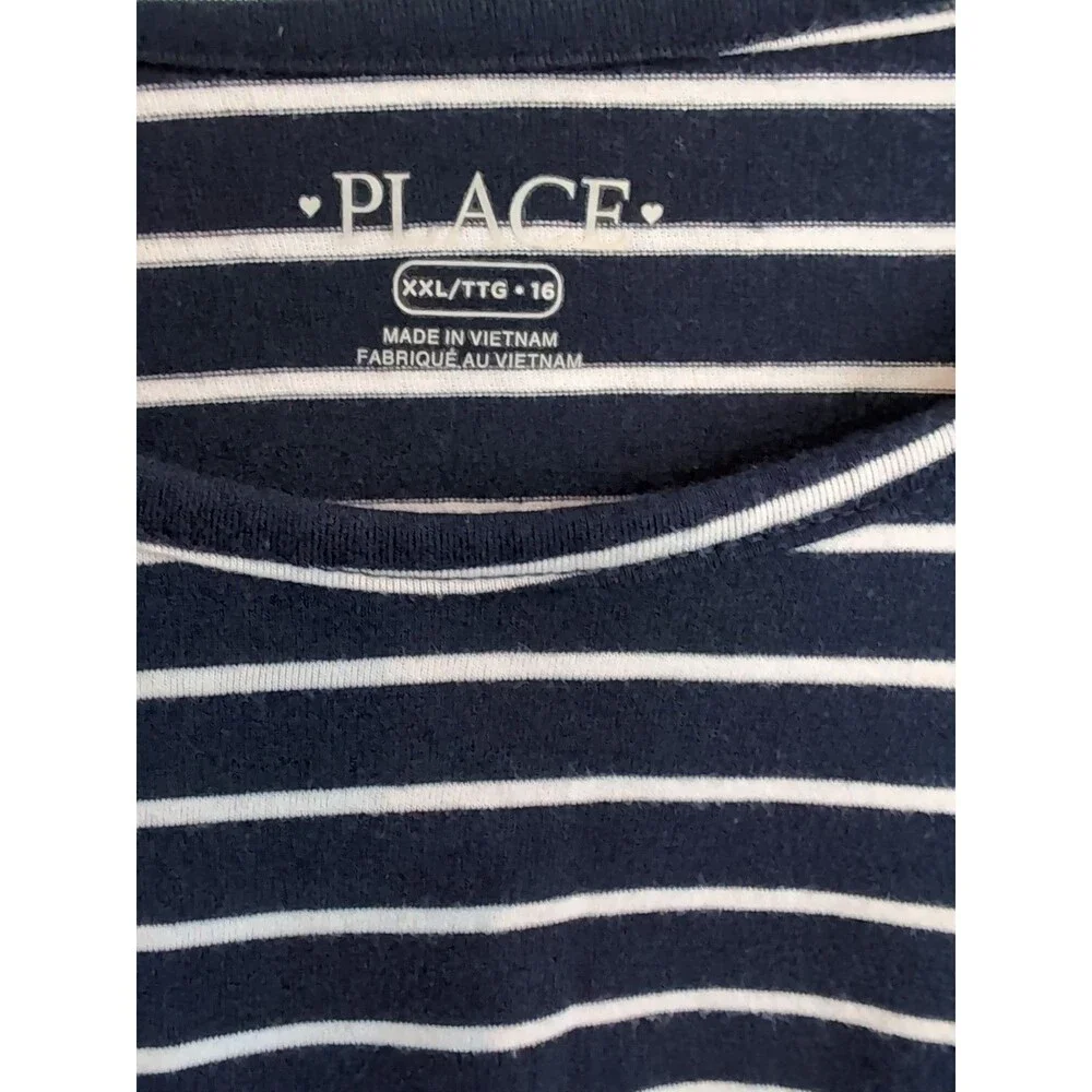The Children Place Girls Long Sleeve T-Shirt Blue & White Lines Size XXL
